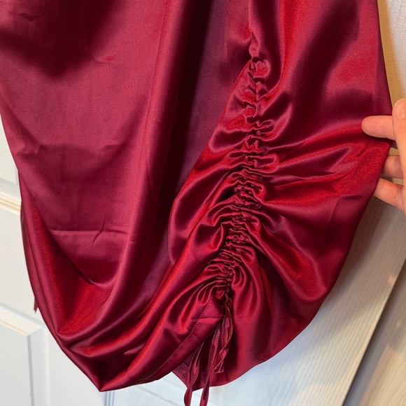 Red Adjustable Ruched Mini Dress - Picture 3 of 3